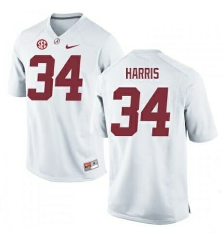 , Alabama Crimson Tide #34 Damien Harris NCAA Football Jersey White, izedge shop