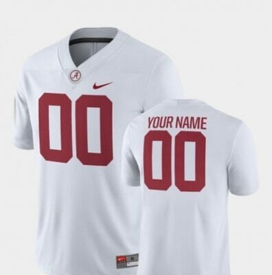 Custom Alabama Crimson Tide Jersey Name and Number College Football Game White