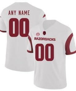 Custom Arkansas Razorback Football Jersey Stitched Replica White