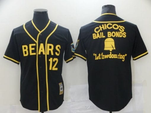 , Bad News Bears Jersey Movie 1976 Chico&#8217;s Bail Bonds 12 Tanner Boyle Movie Baseball Jersey Black, izedge shop