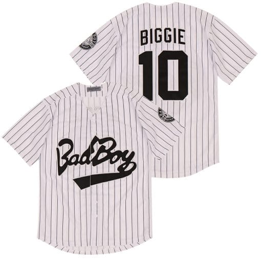 , Biggie #10 Bad Boy Movie Baseball Jersey White, izedge shop