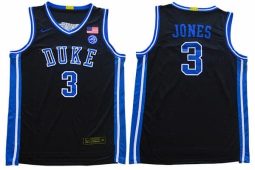 , Duke Blue Devils #3 Jones Basketball NCAA Basketball Jersey Black, izedge shop