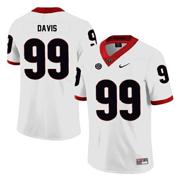 Jordan Davis Jersey Georgia Bulldogs #99 White College Football NCAA