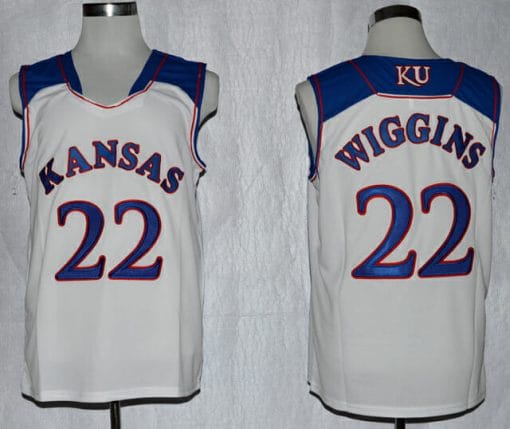 , Kansas Jayhawks #22 Andrew Wiggins NCAA Basketball Jersey White, izedge shop