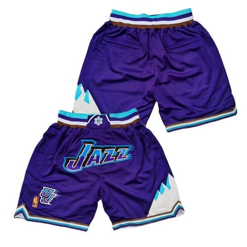Men Jazz Short 1996-97 Purple Shorts All Stitched