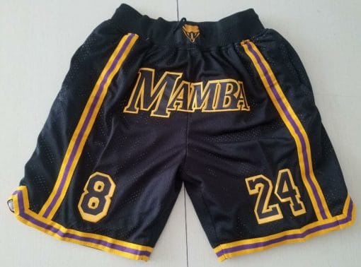 , Men Lakers Black Mamba Shorts All Stitched, izedge shop