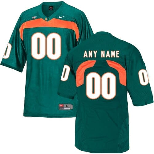 miami hurricanes custom football jersey,custom miami hurricanes football jersey,miami hurricanes jersey custom, Miami Hurricanes Custom Football Jersey Name And Number Green College, izedge shop