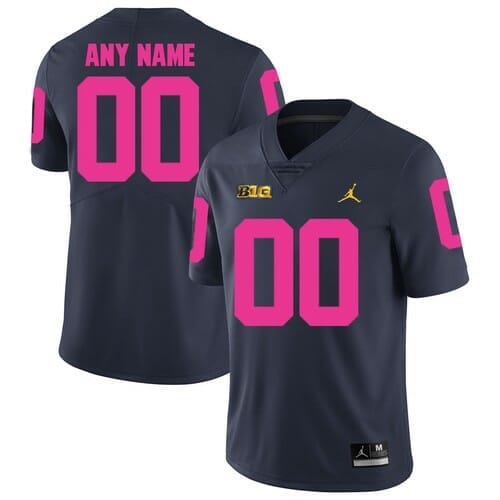 Personalized Michigan Wolverines Jersey Navy Pink College Football