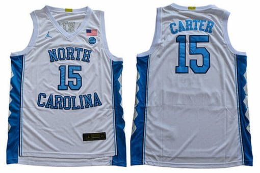 , North Carolina Tar Heels #15 Carter NCAA Basketball Jersey White, izedge shop
