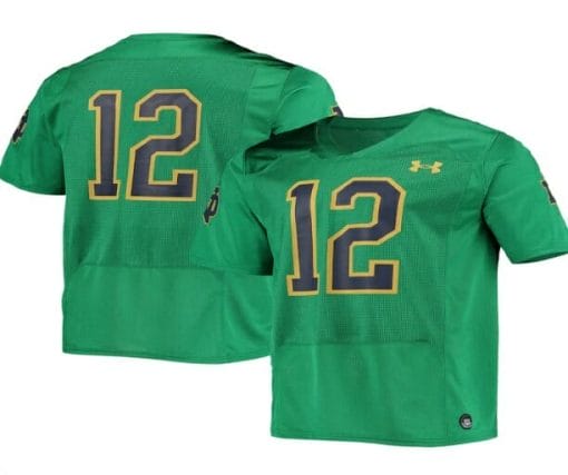 , Notre Dame Fighting Irish #12 NO NAME NCAA Football Jersey Green, izedge shop