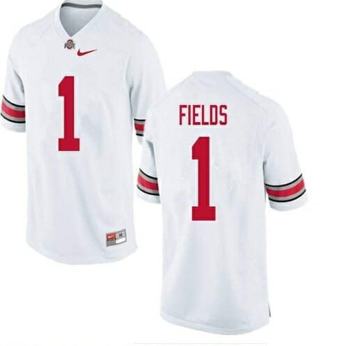 , Ohio State Buckeyes #1 Justin Fields College NCAA Football Jersey White, izedge shop