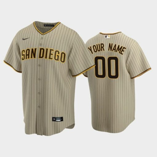 , San Diego Padres Custom Name Number Alternate Baseball Jersey Brown, izedge shop