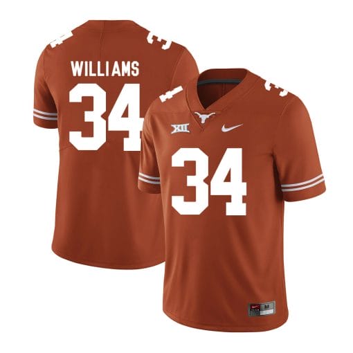 , Texas Longhorns #34 Ricky Williams College Football Jersey Dark Orange XII Patch, izedge shop