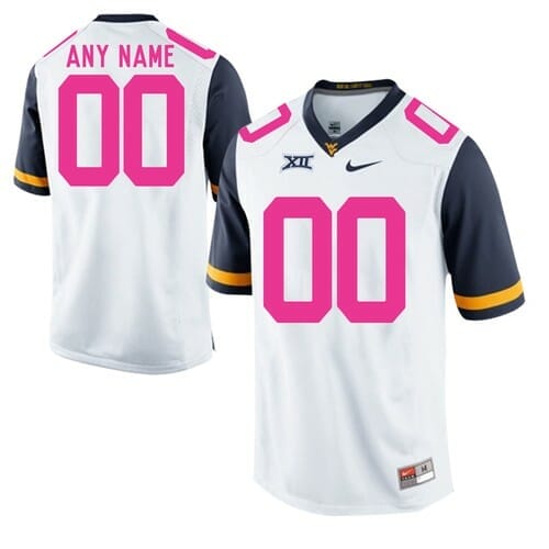 Custom West Virginia Jersey White Pink NCAA Football