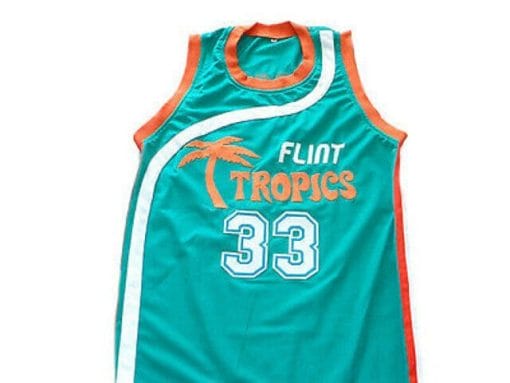 , Jackie Moon #33 Flint Tropics Semi Pro Basketball Jersey Teal Green, izedge shop