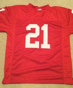 , UNSIGNED CUSTOM Sewn Stitched Deion Sanders Red Jersey, izedge shop