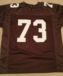 , UNSIGNED CUSTOM Sewn Stitched Joe Thomas Old Style Brown Jersey, izedge shop