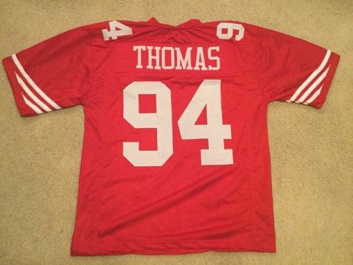 , UNSIGNED CUSTOM Sewn Stitched Solomon Thomas Red Jersey, izedge shop