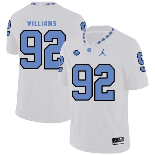 , North Carolina Tar Heels #92 Sylvester Williams Football Jersey White, izedge shop