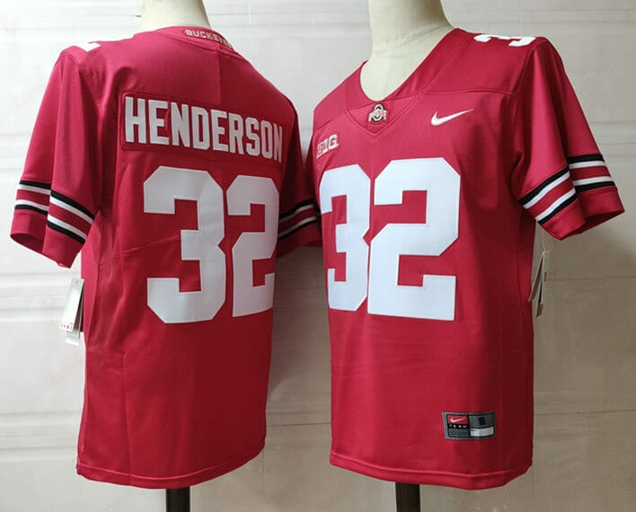 osu henderson jersey,ohio state treveyon henderson jersey,henderson ohio state jersey, OSU Henderson Jersey #32 NCAA Football Jersey Red, izedge shop