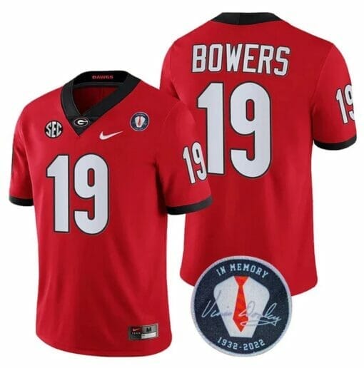 UGA Brock Bowers Jersey #19 Honoring Vince Dooley Patch Red