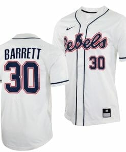 Aaron Barrett Jersey Ole Miss Rebels College Baseball White #30