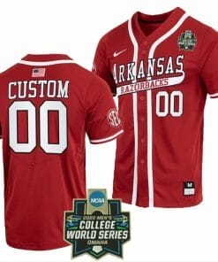 Custom Arkansas Razorbacks Baseball Jersey Name and Number NCAA 2022 College World Series Cardinal