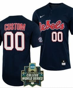 Custom Ole Miss Rebels Baseball Jersey Name and Number NCAA 2022 College World Series