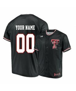 Custom Texas Tech Baseball Jersey Name, Number Under Armour Red Raiders College Black