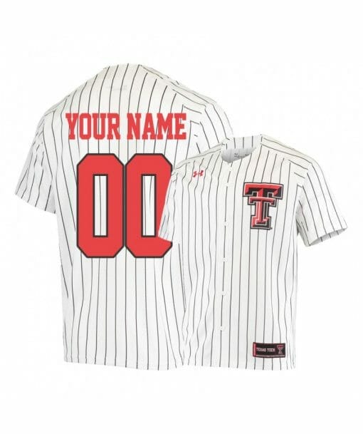 Custom Texas Tech Baseball Jersey Name, Number Under Armour Red Raiders College White