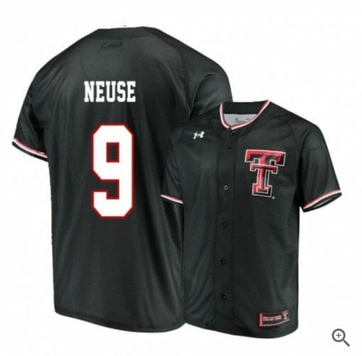 Dylan Neuse Jersey Texas Tech Red Raiders Baseball NCAA College Black Alumni #9