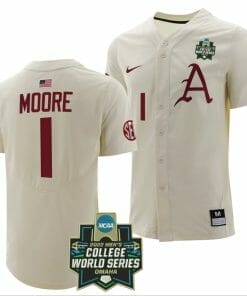 Robert Moore Jersey Arkansas Razorbacks Baseball NCAA 2022 College World Series White #1