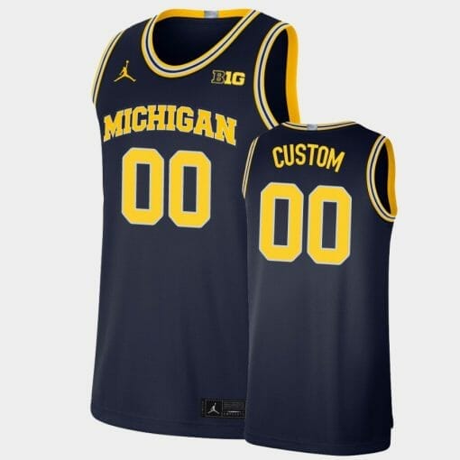 Custom Michigan Wolverines Jersey Name and Number College Basketball Limited Navy