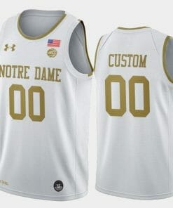 Custom Notre Dame Fighting Irish Jersey Name and Number College Basketball White Golden