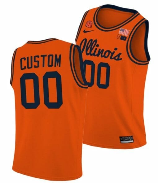 Custom Illinois Fighting Illini Jersey Name and Number College Basketball Big10 Tournament Champions Orange Coach Lou Patch March Madness