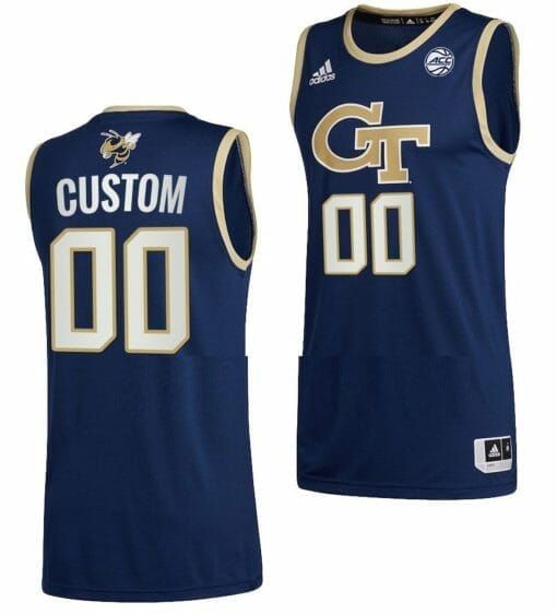 Custom Georgia Tech Yellow Jackets Jersey Name and Number College Basketball Navy Swingman ACC'