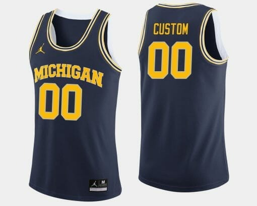 Custom Michigan Wolverines Jersey Name and Number College Basketball Navy