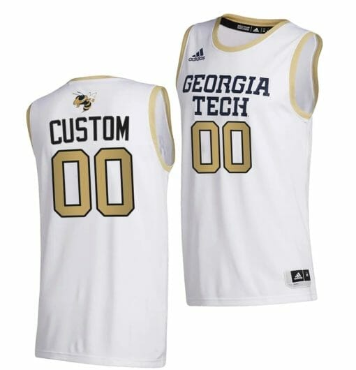 Custom Georgia Tech Yellow Jackets Jersey Name and Number College Basketball White