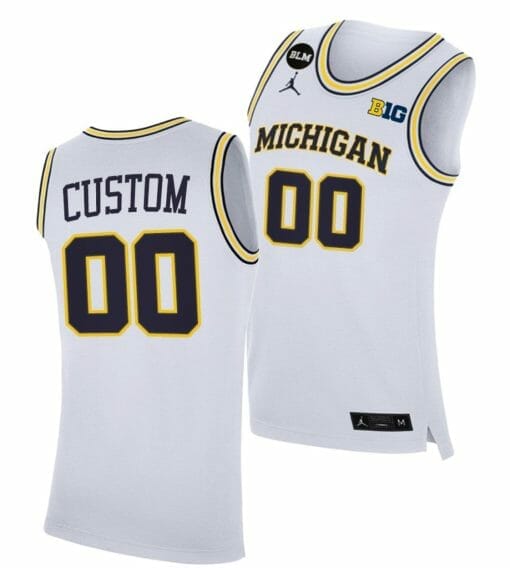 Custom Michigan Wolverines Jersey Name and Number College Basketball Champions White BLM March Madness