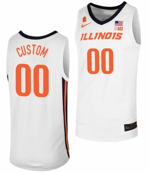Custom Illinois Fighting Illini Jersey Name and Number College Basketball Replica White