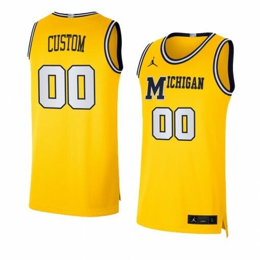 Custom Michigan Wolverines Jersey Basketball College Name and Number Yellow