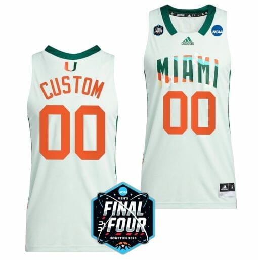 Custom Miami Hurricanes Jersey Name and Number College Basketball 2023 NCAA Final Four White