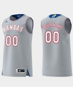 Custom Kansas Jayhawks Jersey Name and Number College Basketball Gray Replica