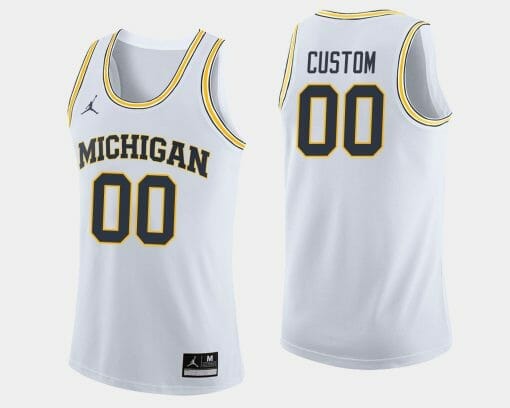 Custom Michigan Wolverines Jersey Name and Number College Basketball White