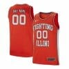 Custom Illinois Fighting Illini Jersey College Basketball Name and Number Elite Orange Retro