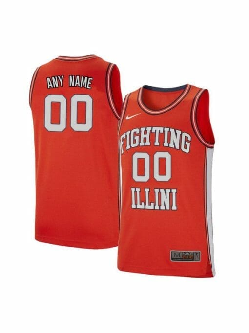Custom Illinois Fighting Illini Jersey College Basketball Name and Number Elite Orange Retro