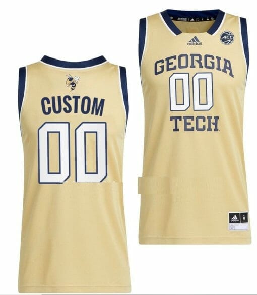 Custom Georgia Tech Yellow Jackets Jersey Name and Number College Basketball Gold Away