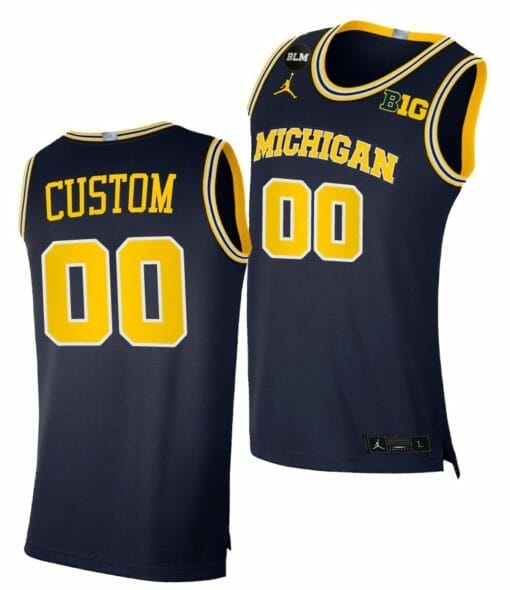 Custom Michigan Wolverines Jersey Name and Number College Basketball Champions Navy BLM Jersey March Madness