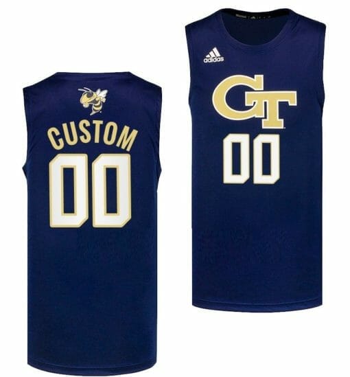 Custom Georgia Tech Yellow Jackets Jersey Name and Number College Basketball Navy Swingman