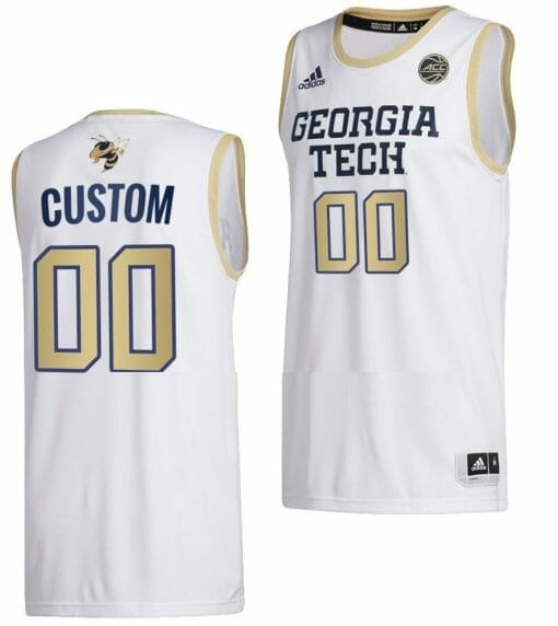 Custom Georgia Tech Yellow Jackets Jersey Name and Number College Basketball White Swingman
